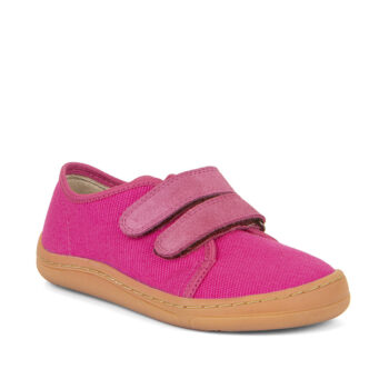 Pantofi barefoot din material textil și piele cu velcro şi talpă extra flexibilă Fuchsia Froddo