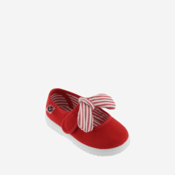 Balerini copii cu velcro și fundiță rojo Victoria