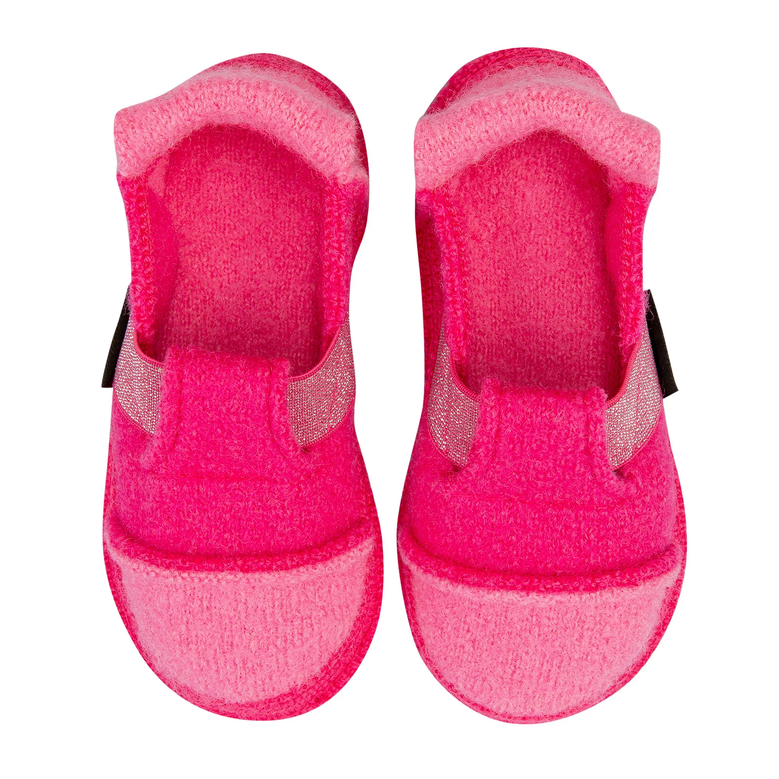 Papuci grădiniţă lână organică talpă cauciuc natural pink Mountain Nanga