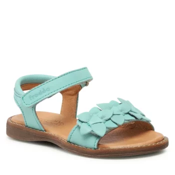 Sandale din piele cu velcro şi talpă flexibilă Flowers Blue Froddo