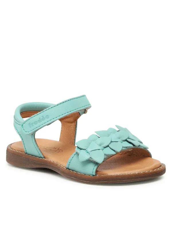 Sandale din piele cu velcro şi talpă flexibilă Flowers Blue Froddo Sandale din piele cu velcro şi talpă flexibilă Flowers Blue Froddo