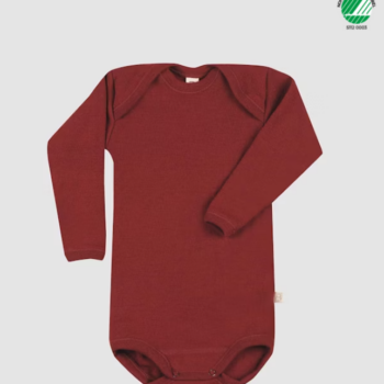 Body mânecă lungă lână merinos organică bebeluși Ruby red Dilling