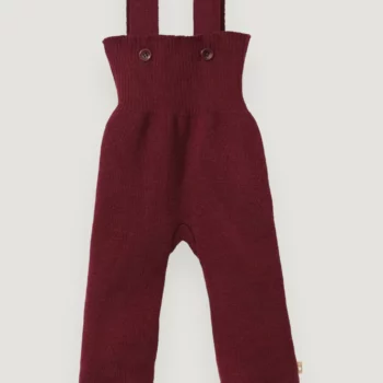 Pantaloni salopetă din lână merinos cassis Disana
