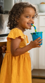 Capac cu pai pentru pahar Blue Tie Dye Klean Kanteen 2