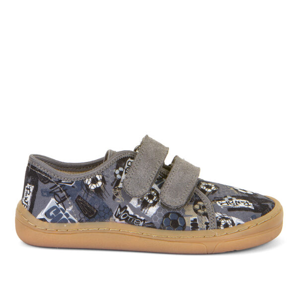 Pantofi barefoot din material textil și piele cu velcro şi talpă extra flexibilă Grey Froddo 1